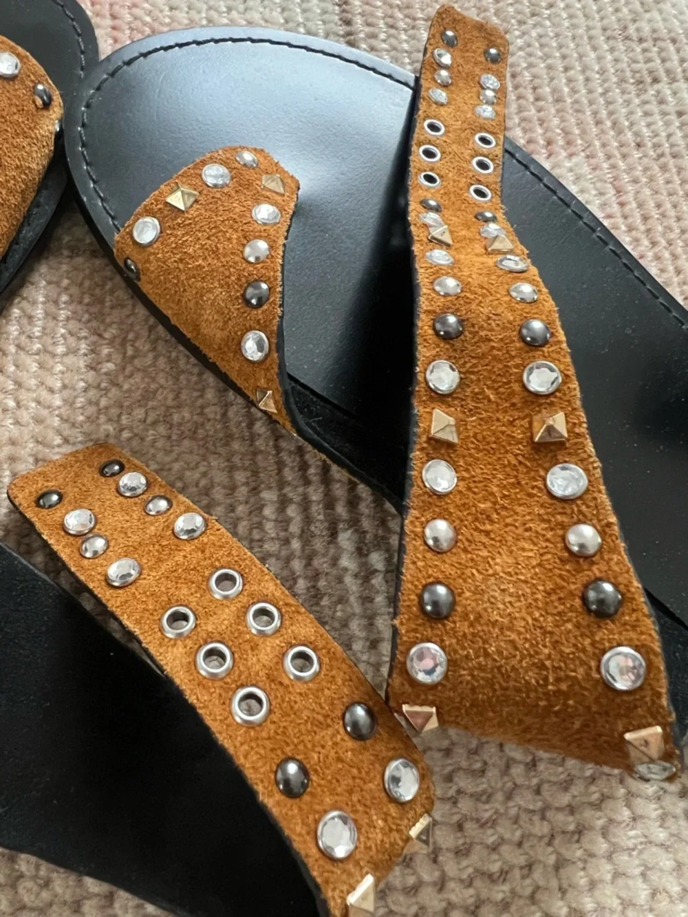 Zara Studded Flat Suede Sandals - Picture 9 of 9